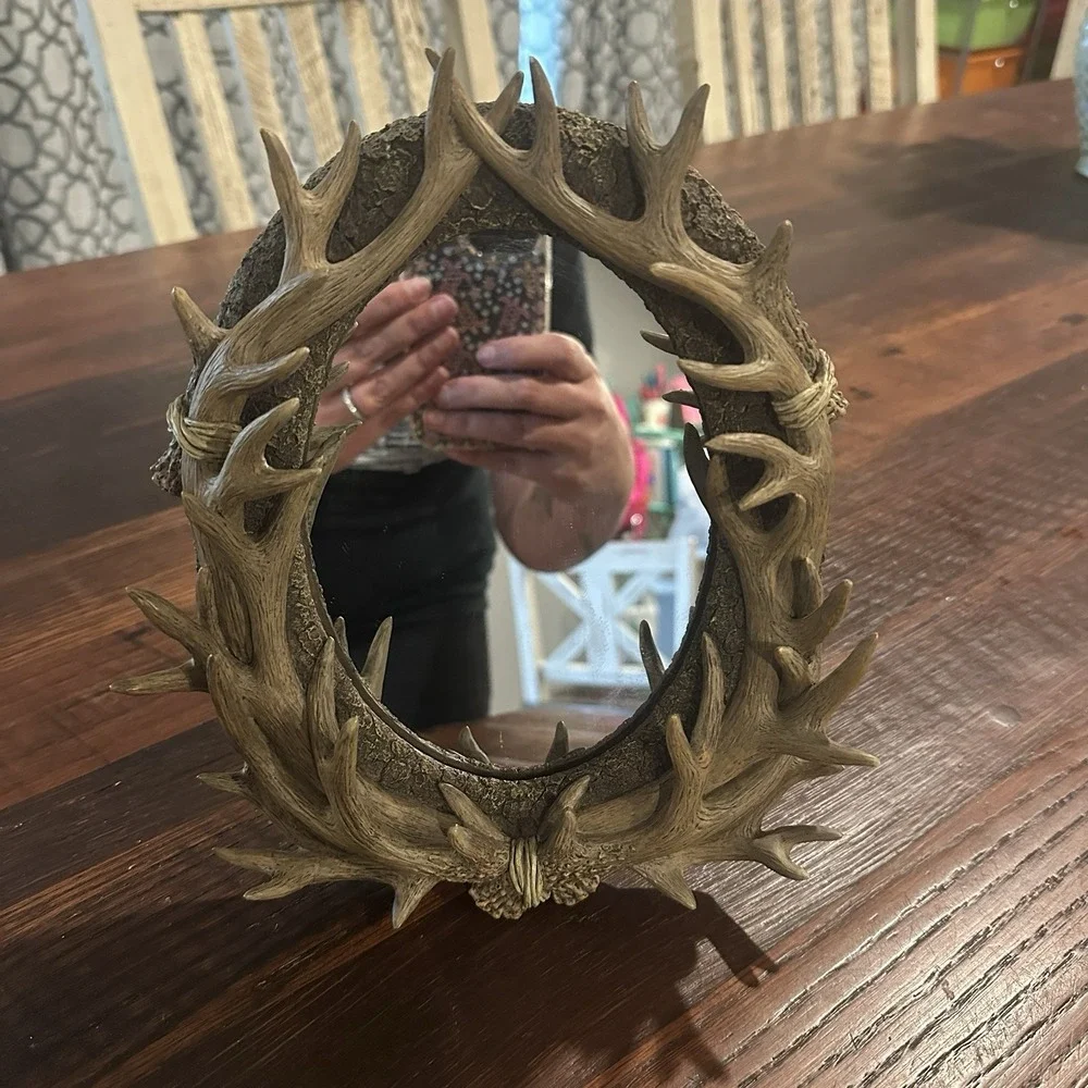 Deer Antler Mirror Wall Decor Rustic Farmhouse Cabin